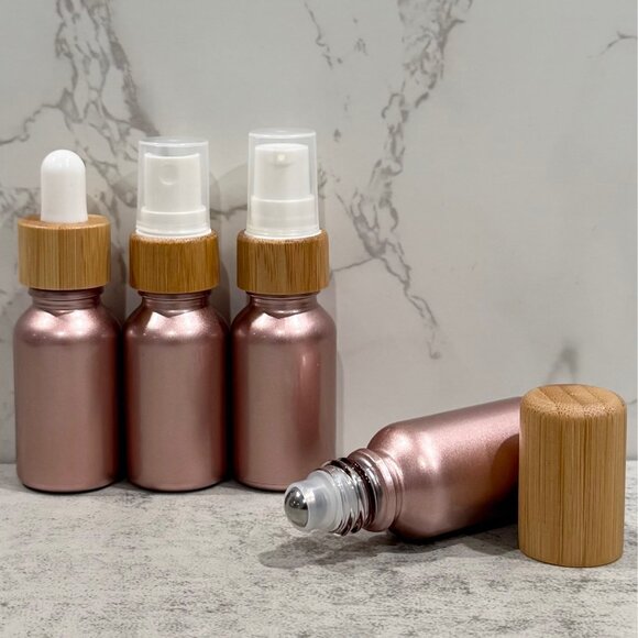 Variety Set ~ 15mL Rose Metallic Essential Oil Bottles ~ Set of 4 - Picture 1 of 1